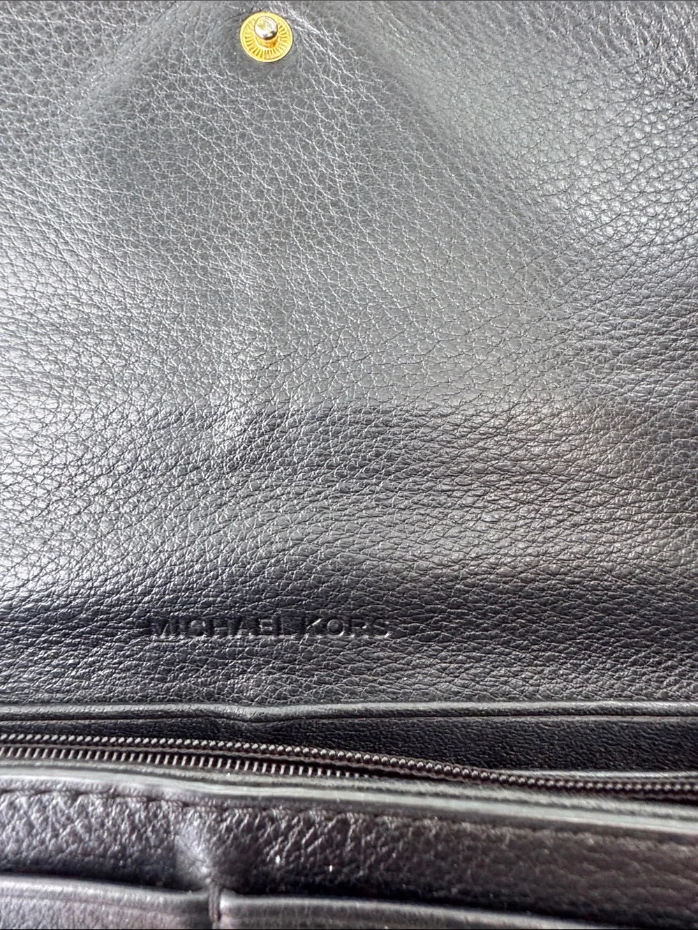 Michael Kors Black Leather Wallet with Gold MK Emblem
